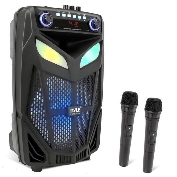 10’’ Bluetooth Portable PA Speaker - Portable PA & Karaoke Party Audio Speaker with two wireless mic, Pyle, Mfr#: PPHP101WMB